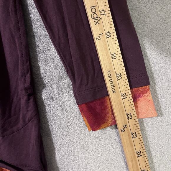 LOGO Lori Goldstein Mini Dress Tunic Top Brown Orange Womens S Mesh Ruffle Hem - Picture 6 of 7